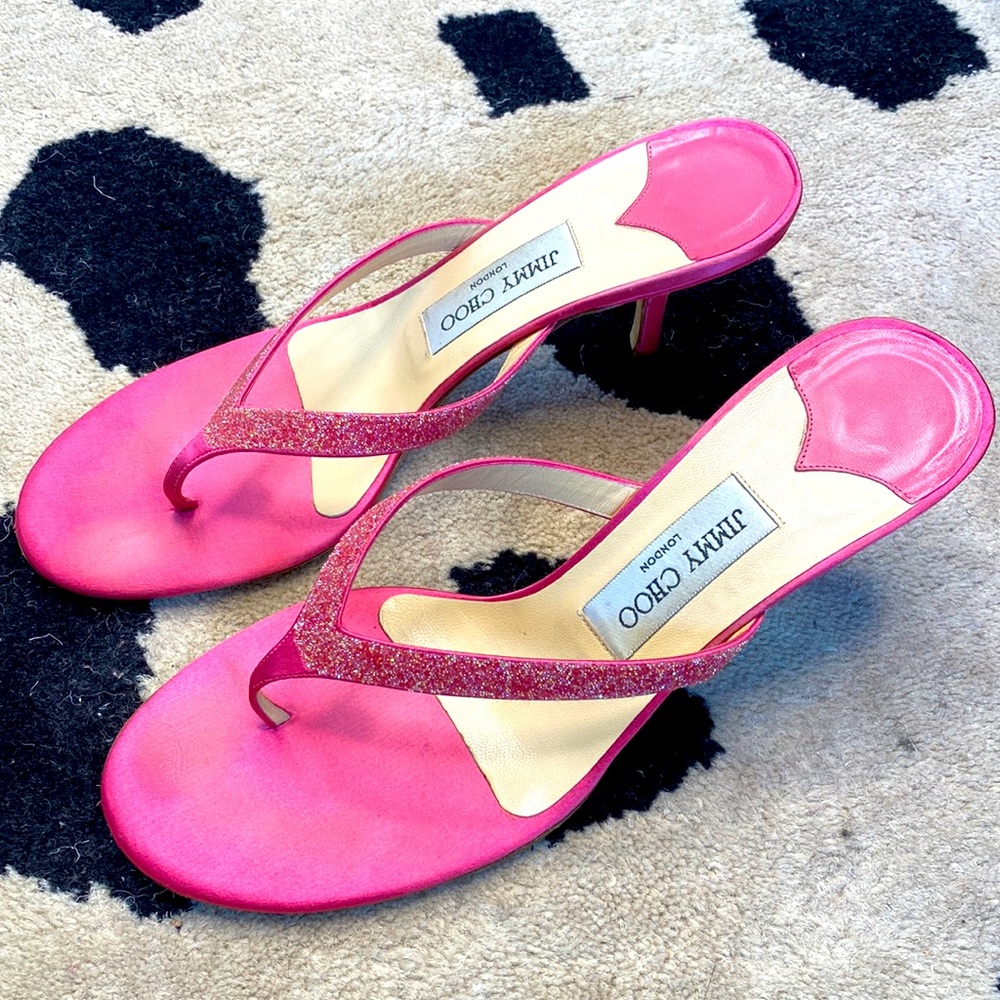 JIMMY CHOO | sparkly pink kitten heels sandals vintage size 40 | 10